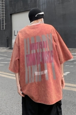 B239-1063-P38重磅美式复古水洗做旧大字母印花宽松短袖T恤，男装T恤，星座514-2(原B239)