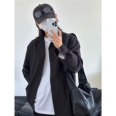 四季薄款冰丝长袖衬衫男简约纯色垂感休闲长袖痞帅衬衣CS031-P28，男装衬衫，星座301C-5