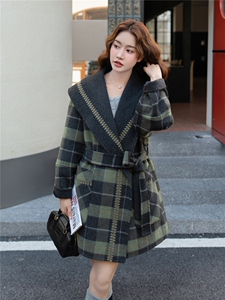 毛呢外套女装2025秋天衣服格子双面羊毛呢正反两穿百搭羊毛大衣图片