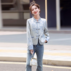新中式g风小香风外套女2025春秋季小个子复古盘扣唐装短款上衣，女装短外套，美沁