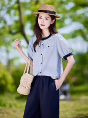 巨好看通勤气质套装女2025夏季新款时尚减龄短袖衬衫裤腿裤两件套，女装套装/套裙，靓衣阁