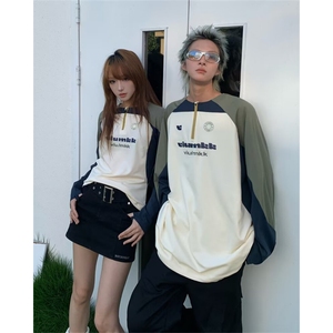 速干骑行路亚男女圆领运动跑步半拉链情侣训练服长袖T恤t66 P50图片