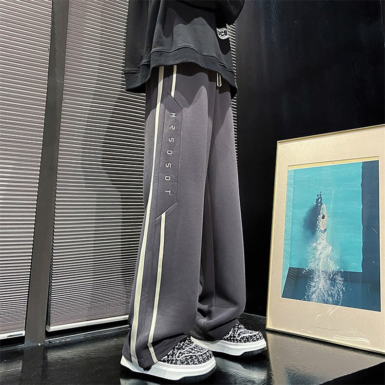 K916P50加绒58新款直筒休闲宽松阔腿工装美式高街男生运动长裤,男装休闲裤,星座304A