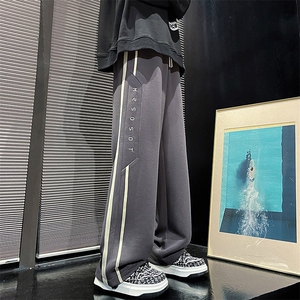 K916P50加绒58新款直筒休闲宽松阔腿工装美式高街男生运动长裤图片