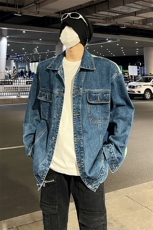 库奇大码宽松潮牌刺绣毛边牛仔外套中性夹克外穿男女款控128，男装夹克，星座301D-4(原星座1004-4）