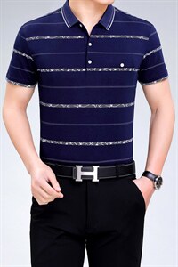 爸爸夏装男士冰丝短袖t恤中老年纯棉T恤夏季POLO衫中年40男装50岁图片