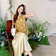 新中式国风刺绣花衬衫半身裙套装女夏2025新款两件套绝美减龄穿搭，女装套装/套裙，2C129