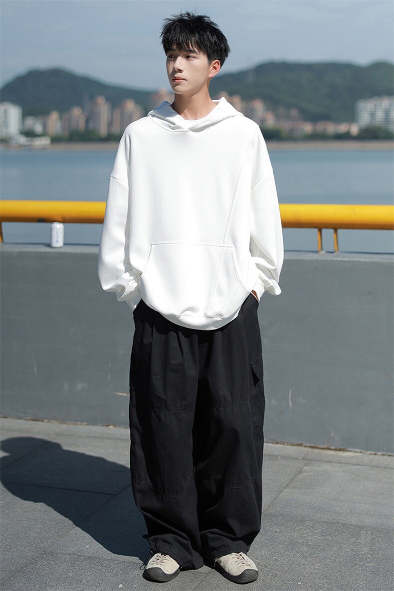 秋季现货纯色宽松二开卫衣男DSA157B-W6997-特P45,男装卫衣,电商A157B
