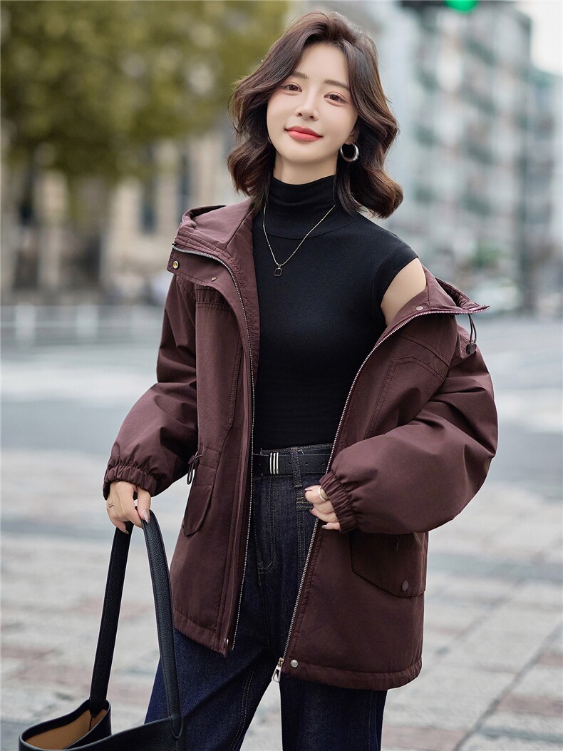 2025年冬季休闲连帽,女装派克服,文熹诺