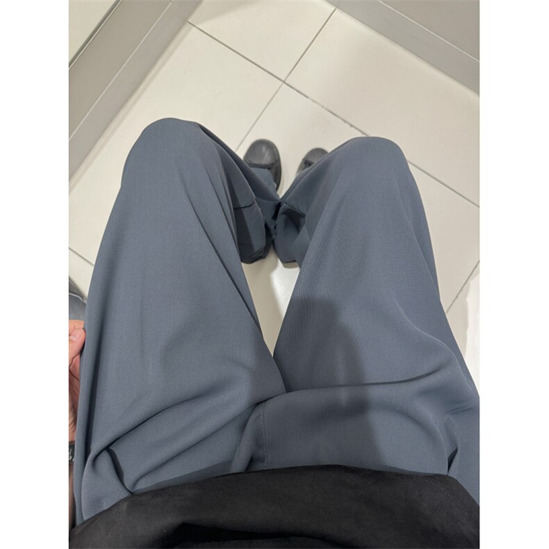 可调节腰扣西装裤高级垂感休闲裤男女夏秋季阔腿宽松长裤K610-P53图片