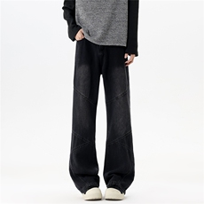 【现货】春装BKJ3307-P50控98做旧牛仔裤设计感拼接直筒裤，男装牛仔裤，电商B335