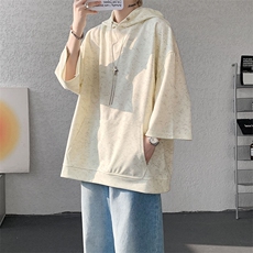 现货DX10116-特批42控78七分袖痞帅链条设计连帽短袖T恤大码男，男装T恤，电商A059