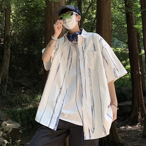 S108-P30日系复古冰丝扎染短袖衬衫图片