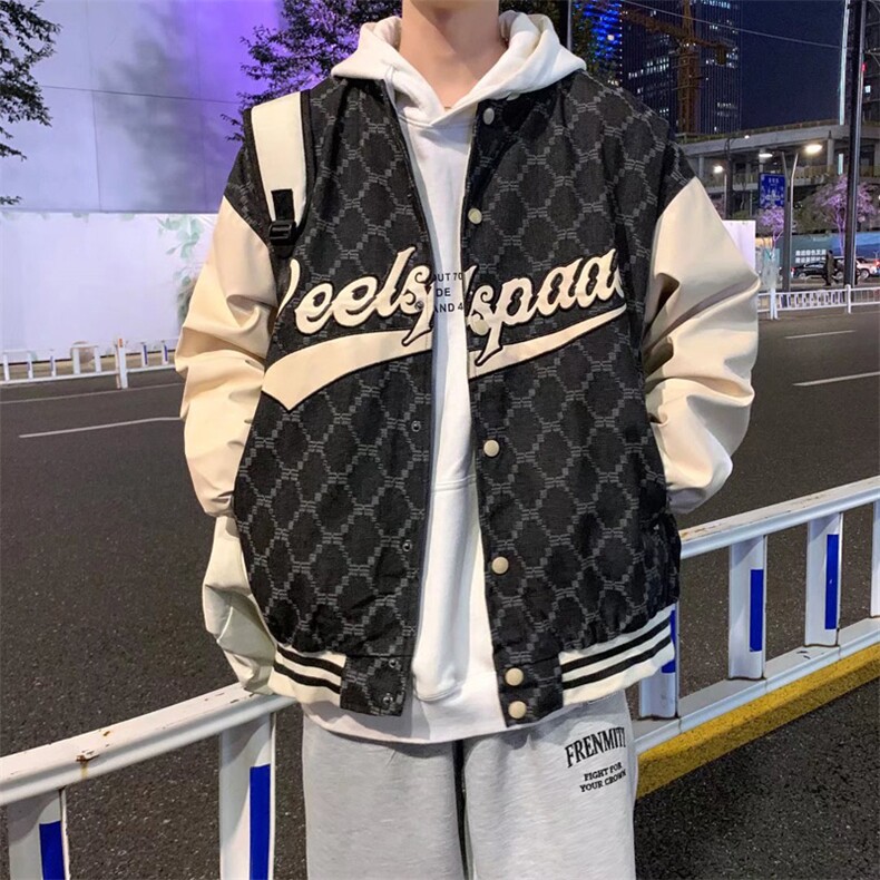 港风宽松棒球服男印花夹克青少年立领长袖W2018P43,男装夹克,星座1116-2