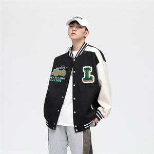 港风上衣夹克宽松落肩拼色棒球服外套 JK710-P65图片
