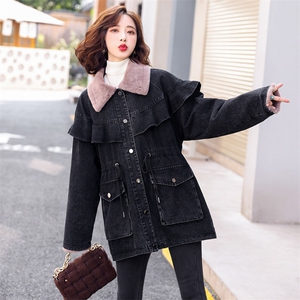 派克服女2021年冬季中长款棉衣加厚毛绒内胆腰部抽绳宽松舒适外套图片