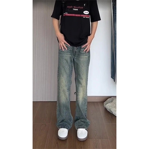 美式复古牛仔裤男潮牌宽松cleanfit水洗休闲长裤K2361-P55-控78图片