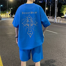 ！2024夏季新款男士华夫格短袖T恤套装学生一套HTZ32P55，男装T恤，电商B220