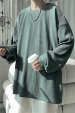 2026春季新款长袖打底衫男肌理感圆领ins青少年卫衣W305-P40控58，男装T恤，电商A001