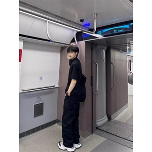 Q147/P40 高街半拉链短袖男夏季重磅潮牌t恤立领冰感高弹图片