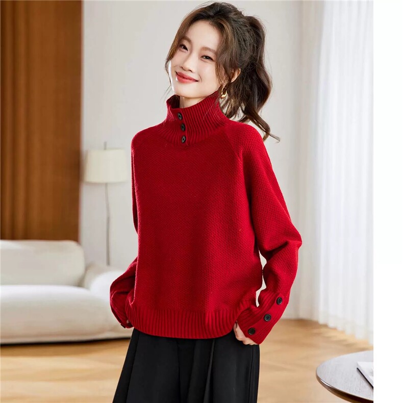 2026秋冬新款高端时尚宽松羊毛衫女打底针织衫毛衣，女装羊毛衫，梵泰羊绒