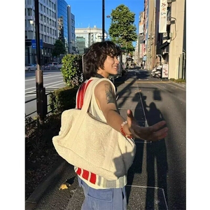 潮牌美式拼色条纹针织坎肩背心男撞色无袖图片