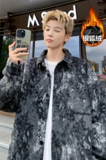 薄款改加绒潮流保暖呢料抓毛绒感夹克男J2648J加绒-特P60，男装夹克，电商A001