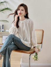 2026正品城市衣柜大码女装新款长袖碎花立领衬衣，女装衬衫，丝露怡语