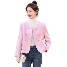 2024秋冬新款女潮流时尚简约百搭加厚小香风毛呢外套，女装毛呢外套，尚洛菲