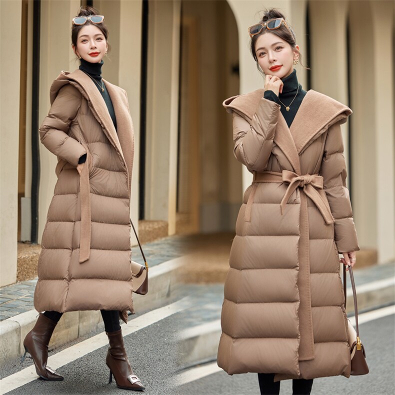 【bao款现货】2024新款冬装气质重工羽绒服90白鸭绒70羊绒可拆卸图片