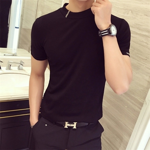 2024夏季新款 纯色运动休闲修身圆领短袖T恤男1701-p38图片