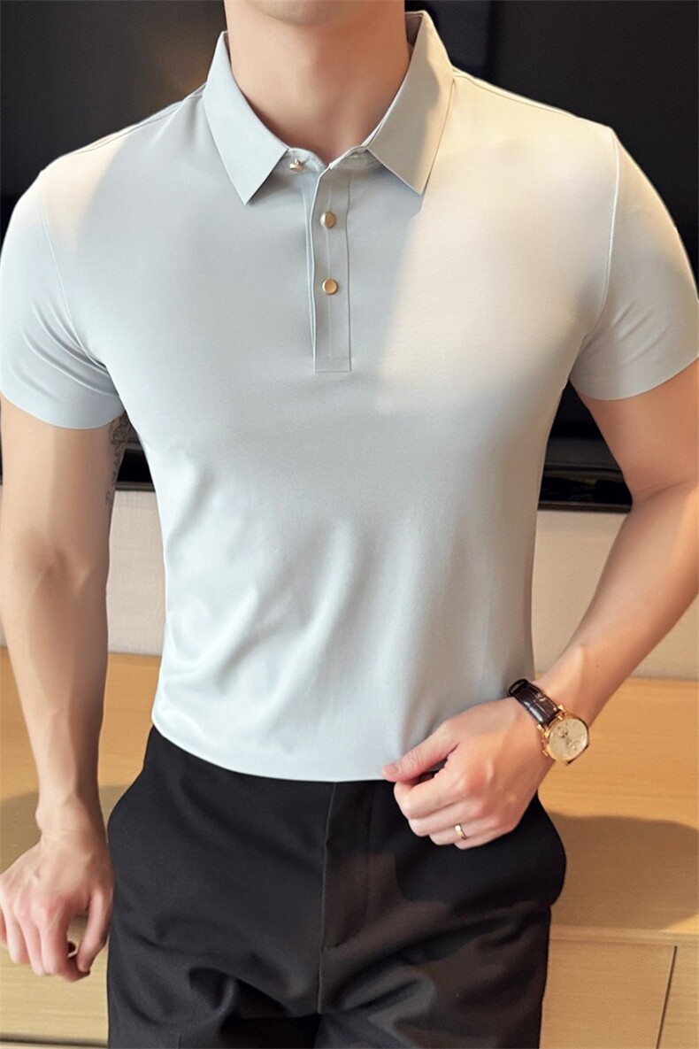 大码品质16色商务弹力无痕polo衫短袖男士冰丝翻领T恤-T0701-P60,男装T恤,电商D342
