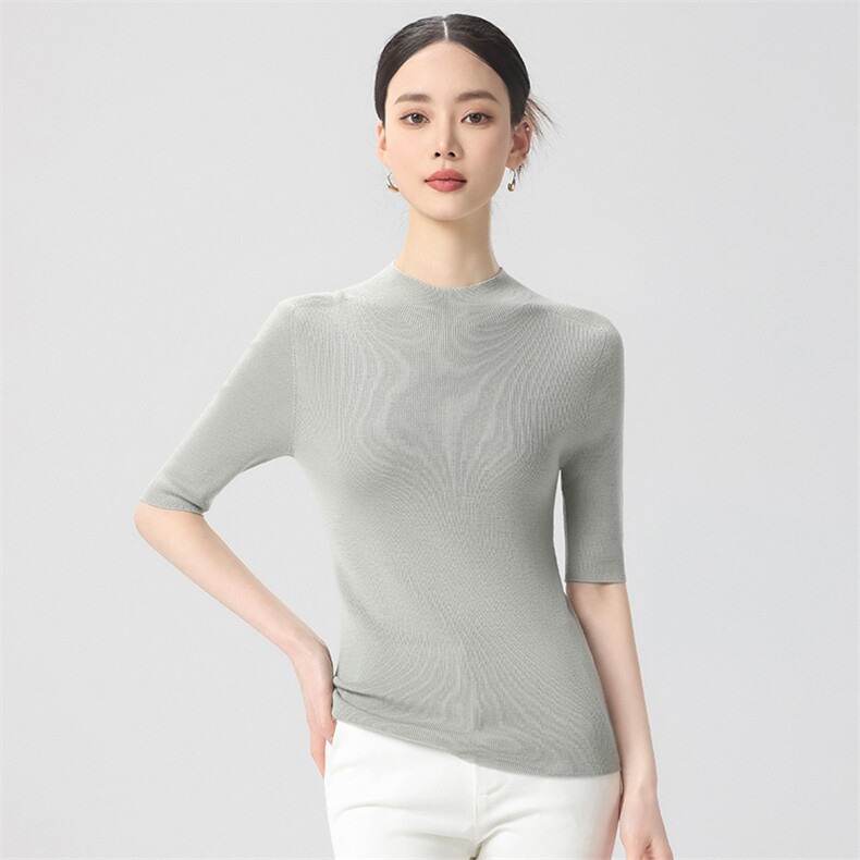 简约时尚短袖女士春季新款宽松遮肚百搭坎肩打底,针织衫/毛衣,清联羊绒