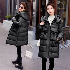 现货新款女冬装宽松休闲时尚通列减龄加厚保暖抽绳连帽棉衣外套，女装棉衣/棉服，韩美纤衣