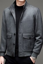 男士休闲鹿皮绒夹克中年立领秋装新款外套男上衣MNSA21273-P265图片