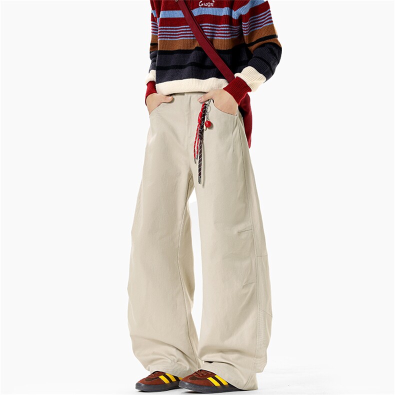 特批P48无差价秋季新款复古潮流拖地拼接褶皱大码弯刀裤男K5963，男装休闲裤，电商A001