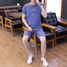 2021夏新款印花T恤宽松短袖休闲五分裤男士学生套装男T732-P20，男装套装，星座1206（原A206）
