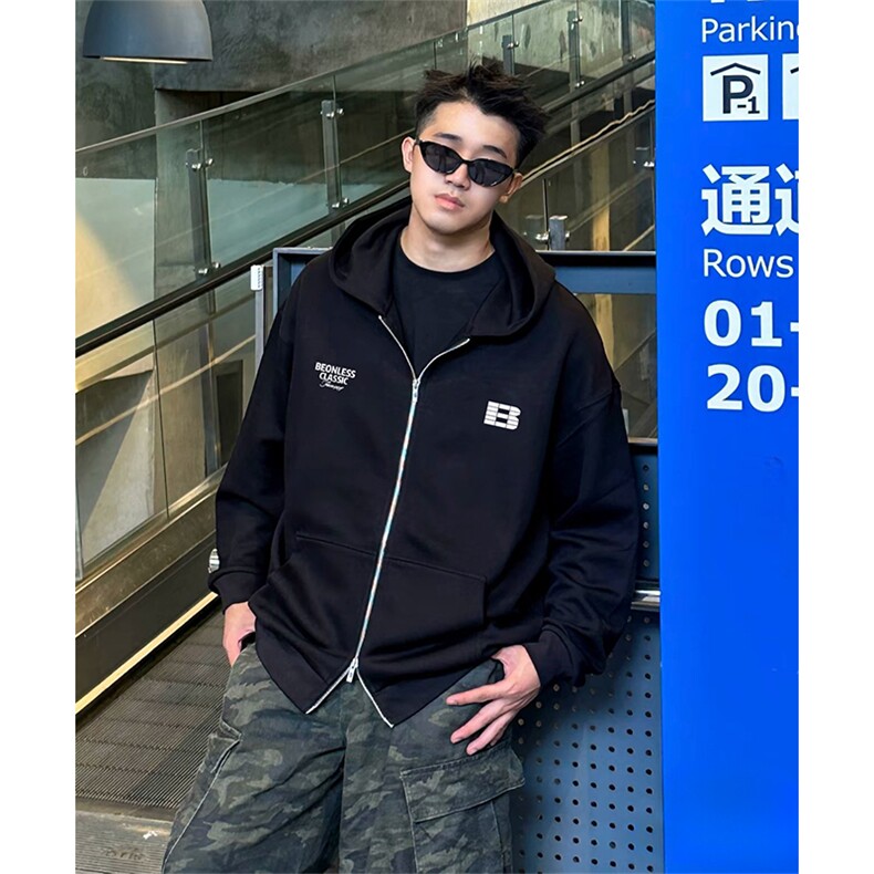 抖音得物高品质350克秋冬双头双拉链卫衣开衫外套AW7406,女装短外套,电商A443