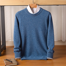 时尚男士圆领长袖羊毛衫简约百搭舒适保暖商务休闲，男装羊毛衫，雅邦羊绒