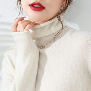 山羊绒衫女堆堆领针织打底毛衣羊毛衫女,真皮皮鞋穿搭女图片