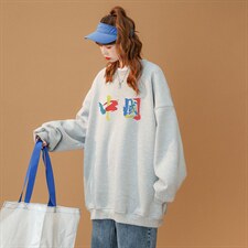 春装衔接新款中性设计感小众印花宽松圆领套头卫衣W150P30控48，男装卫衣，A247A