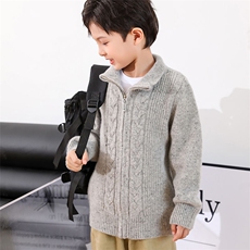 秋冬季纯澳毛90支彩点扭花男女童羊毛衫开衫，童装儿童羊毛衫，群鹿羊绒