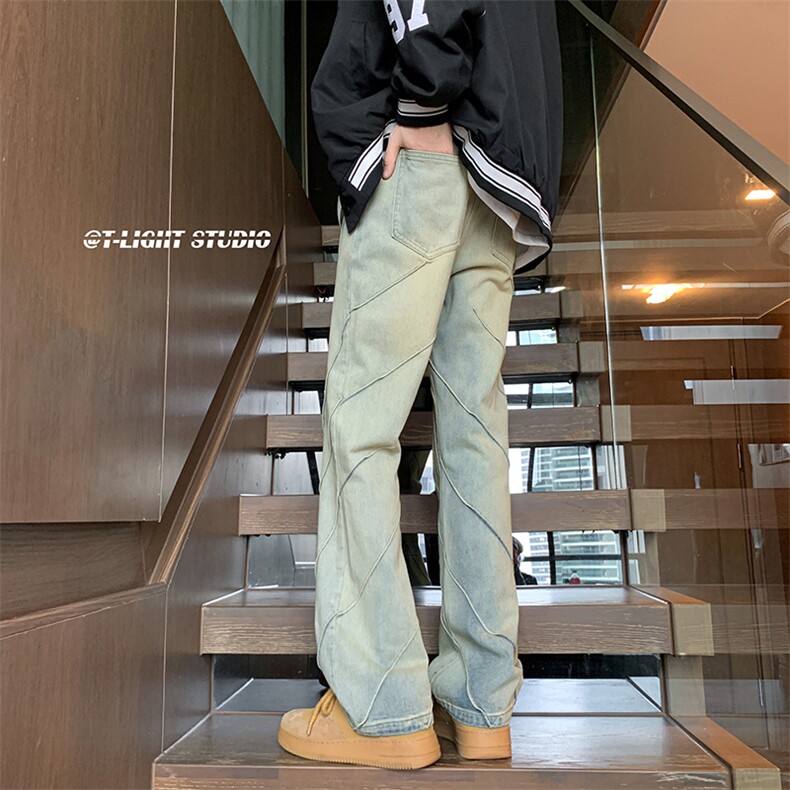 B221美式ins高街暗黑小众个性设计直筒牛仔裤LK23144-P65控88,男装牛仔裤,电商B221