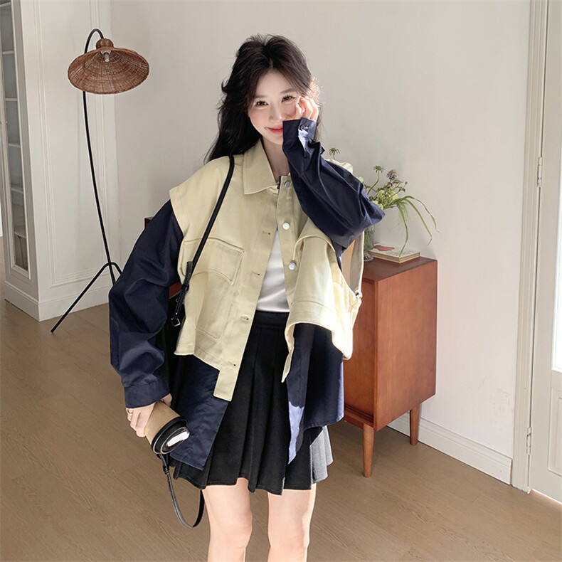 现货 工装风马甲拼接个性衬衫假两件套 2C050-1226-P155-K238图片