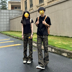 A2156TP45无差价-网图夏季新款高街迷彩工装裤男痞帅直筒长裤子，男装牛仔裤，电商B241