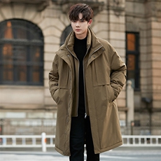 2025新款冬季中长款纯色连帽风衣羽绒服075P510，男装风衣，电商A355（原A415）
