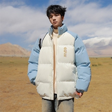 现货抖音得物可供视频三防加厚羽绒拼接棉衣外套面包棉服86653，男装棉衣，电商A486