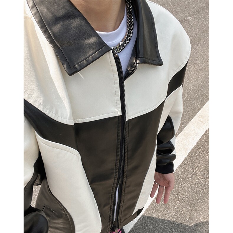 24现货新款港风街头风情侣PU皮夹克宽松外套M9914-P88控158,男装夹克,电商A021