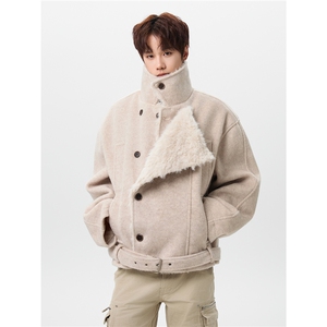 现货无影墙复古高级感双排扣毛领棉服外套HWH93-P128控228图片
