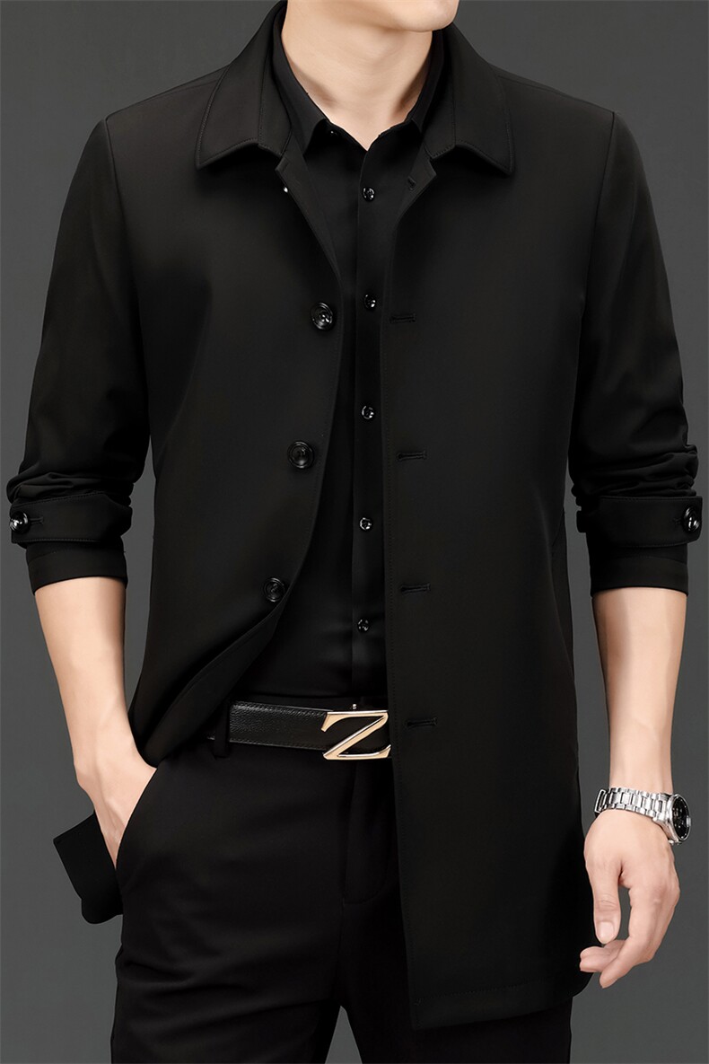 翻领单排扣口袋长袖时尚春季2023年中年上衣西服AJY9667,男装西服,钱塘6003（原4033）